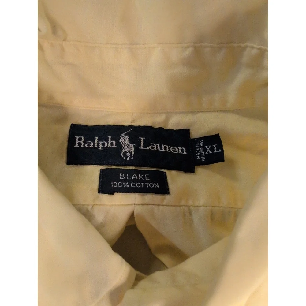 Polo Ralph Lauren Blake Mens XL Pale Yellow Short Sleeve Button Down Shirt